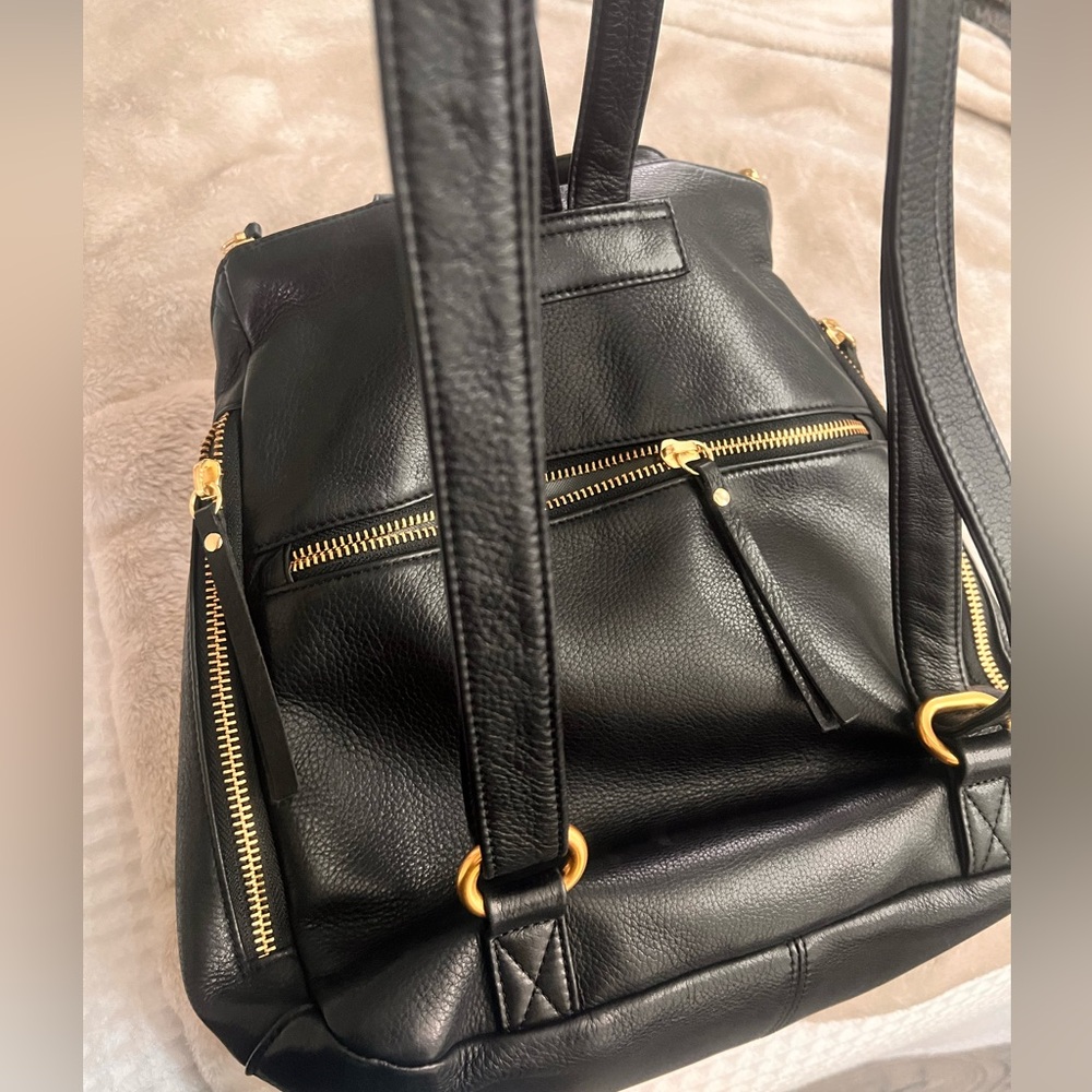 Florence Argentine Leather Small Backpack Purse Black